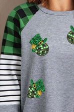 Load image into Gallery viewer, Sequin Plaid Round Neck Sweatshirt