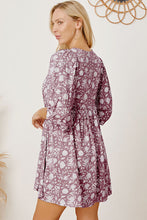 Load image into Gallery viewer, Floral Tie Neck Ruched Babydoll Dress
