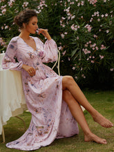 Load image into Gallery viewer, Printed Front Split V-Neck Maxi Dress