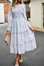 Load image into Gallery viewer, Smocked Flounce Sleeve Midi Dress