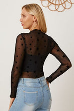 Load image into Gallery viewer, Star Pattern Mock Neck Long Sleeve Blouse