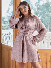Load image into Gallery viewer, Plus Size Polka Dot Twist Detail Dress