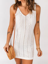 Load image into Gallery viewer, Openwork Sleeveless V-Neck Mini Sweater Dress