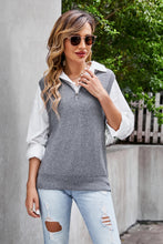 Load image into Gallery viewer, Quarter-Zip Collared Sweater Vest