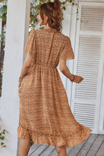 Load image into Gallery viewer, Leopard Frill Trim Flutter Sleeve Dress