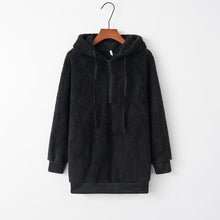 Load image into Gallery viewer, Full Size Quarter-Zip Drawstring Teddy Hoodie