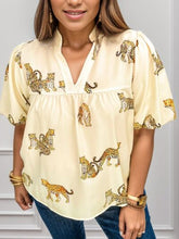 Load image into Gallery viewer, Plus Size Tiger Printed Notched Blouse