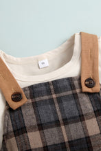 Load image into Gallery viewer, Baby Round Neck Tee and Plaid Overalls Set