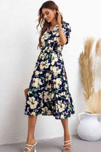 Load image into Gallery viewer, Floral Collared Neck Tiered Midi Dress