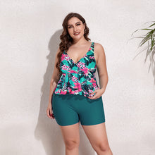 Load image into Gallery viewer, Plus Size Botanical Print Surplice Swim Set