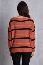 Load image into Gallery viewer, Striped Round Neck Dropped Shoulder Sweater