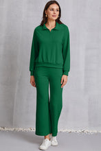 Load image into Gallery viewer, Half Zip Collared Neck Sweatshirt and Pants Set