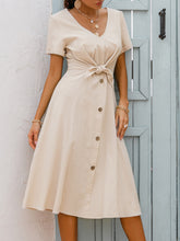 Load image into Gallery viewer, Buttoned Tie Front Midi Dress