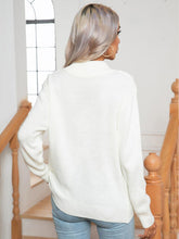 Load image into Gallery viewer, Openwork Geometric Mock Neck Sweater