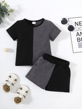 Load image into Gallery viewer, Boys Two-Tone T-Shirt and Shorts Set