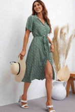 Load image into Gallery viewer, Printed Johnny Collar Tie Waist Dress