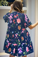 Load image into Gallery viewer, Printed Tiered Balloon Sleeve Mini Dress