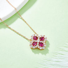Load image into Gallery viewer, Lab-Grown Ruby 925 Sterling Silver Flower Shape Necklace