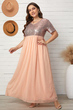 Load image into Gallery viewer, Plus Size Sequined Spliced Maxi Dress