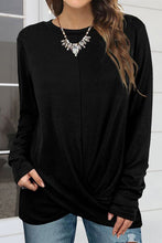 Load image into Gallery viewer, Ruched Round Neck Long Slleeve T-Shirt