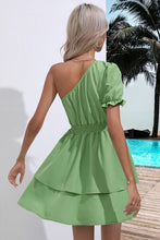 Load image into Gallery viewer, Layered Single Shoulder Flounce Sleeve Mini Dress
