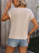 Load image into Gallery viewer, Pocketed Round Neck Cap Sleeve Sweater