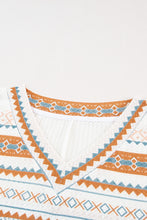 Load image into Gallery viewer, Geometric Print V-Neck Curved Hem Top