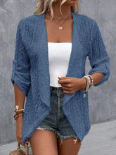 Load image into Gallery viewer, Eyelet Roll-Tab Sleeve Cardigan