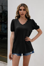 Load image into Gallery viewer, Button Detail Puff Sleeve Tee