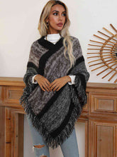 Load image into Gallery viewer, V-Neck Poncho with Fringes