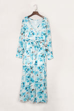 Load image into Gallery viewer, Floral Surplice Split Tie Waist Maxi Dress