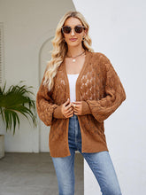 Load image into Gallery viewer, Openwork Open Front Lantern Sleeve Cardigan