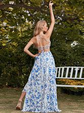 Load image into Gallery viewer, Floral Lace-Up Bralette and Belted Layered Skirt Set