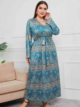 Load image into Gallery viewer, Plus Size V-Neck Tied Maxi Dress with Pocket