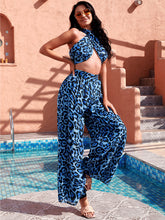 Load image into Gallery viewer, Leopard Print Crisscross Wide Leg Jumpsuit