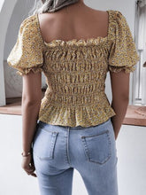 Load image into Gallery viewer, Frill Smocked Square Neck Short Sleeve Blouse