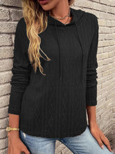 Load image into Gallery viewer, Cable-Knit Drawstring Hooded Knit Top