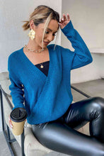 Load image into Gallery viewer, Double Take Surplice Neck Dropped Shoulder Sweater