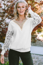 Load image into Gallery viewer, V-Neck Crochet Long Sleeve Blouse