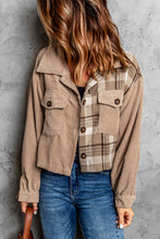 Load image into Gallery viewer, Plaid Corduroy Dropped Shoulder Jacket