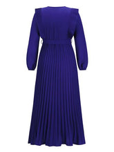 Load image into Gallery viewer, Pleated Surplice Tie Waist Maxi Dress