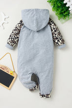 Load image into Gallery viewer, Girls Cheetah Leopard Pattern Contrast Hooded Jumpsuit