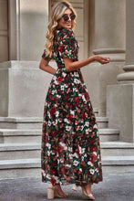 Load image into Gallery viewer, Floral V-Neck Short Flounce Sleeve Dress