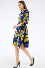 Load image into Gallery viewer, Floral Pleated Side Slit Shirt Dress (Belt Not Included)