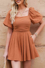 Load image into Gallery viewer, Square Neck Pleated Romper with Pockets