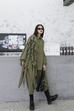 Load image into Gallery viewer, Ruffled Bishop Sleeve Top and Wide Leg Pants Set