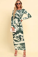 Load image into Gallery viewer, Printed Backless Long Sleeve Maxi Dress