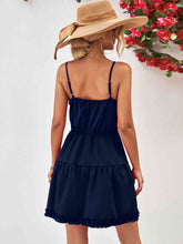 Load image into Gallery viewer, Frill Trim Spaghetti Strap Mini Dress