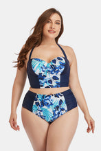 Load image into Gallery viewer, Plus Size Floral Lace-Up Halter Neck Bikini Set
