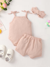 Load image into Gallery viewer, Baby Girl Waffle-Knit Tie-Shoulder Top and Shorts Set